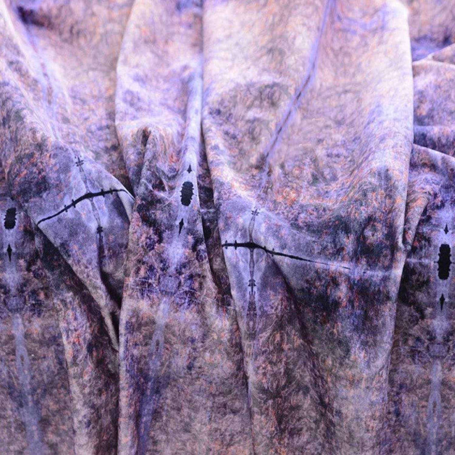 Blackpop | Duprez Vintage Violet Purple Damask Velvet Fabric - alternate view