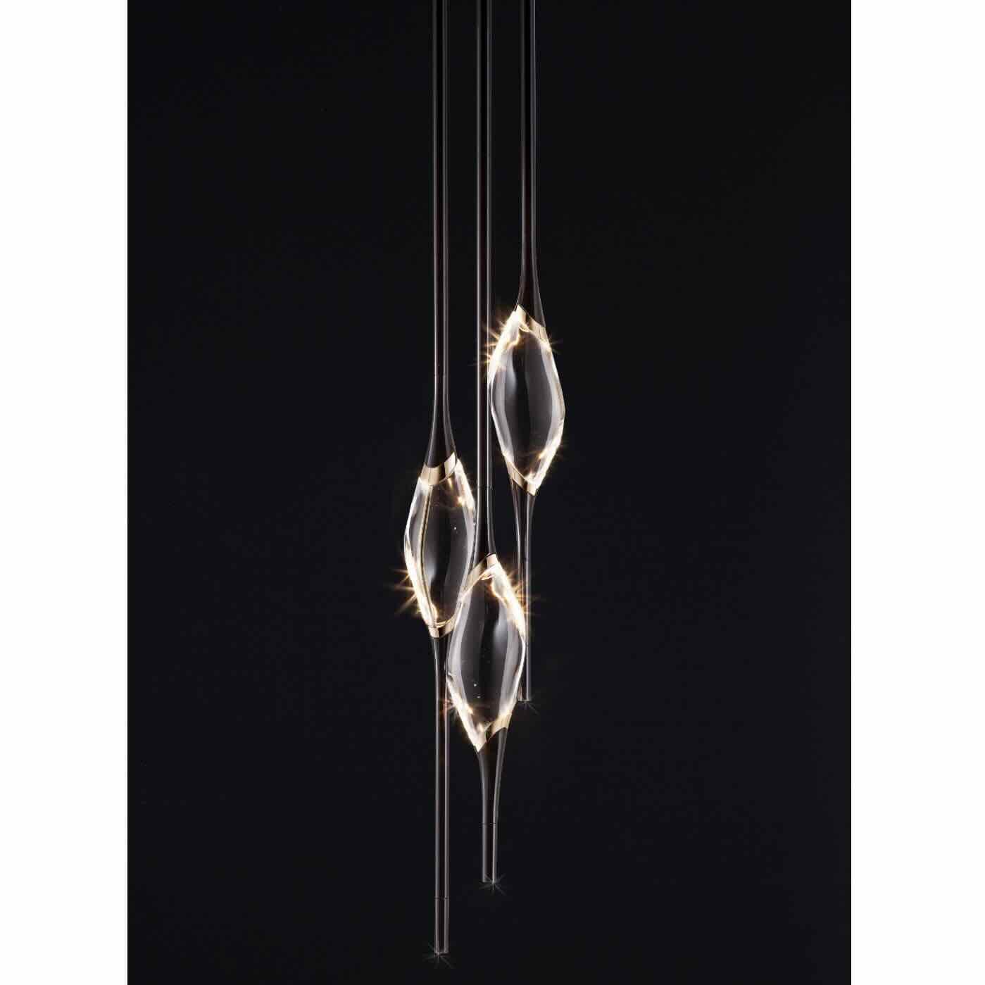 IL Pezzo Mancante | 12 Round Chandelier 37" Height Black and Polished Brass
