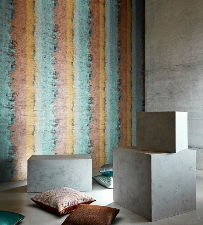 Harlequin | Lustre Wide Width Wallpaper in Apatite/Hessian - alternate view