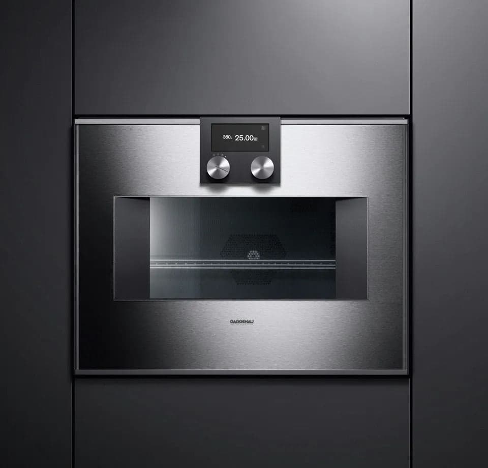 Gaggenau | 400 series oven 30'' door hinge: right, Stainless Steel Behind Glass - alternate view