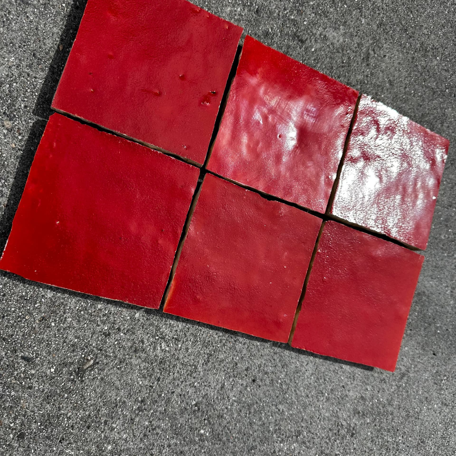 Lili Tile | Hibiscus Red Zellige Tile - 4x4 Square - alternate view