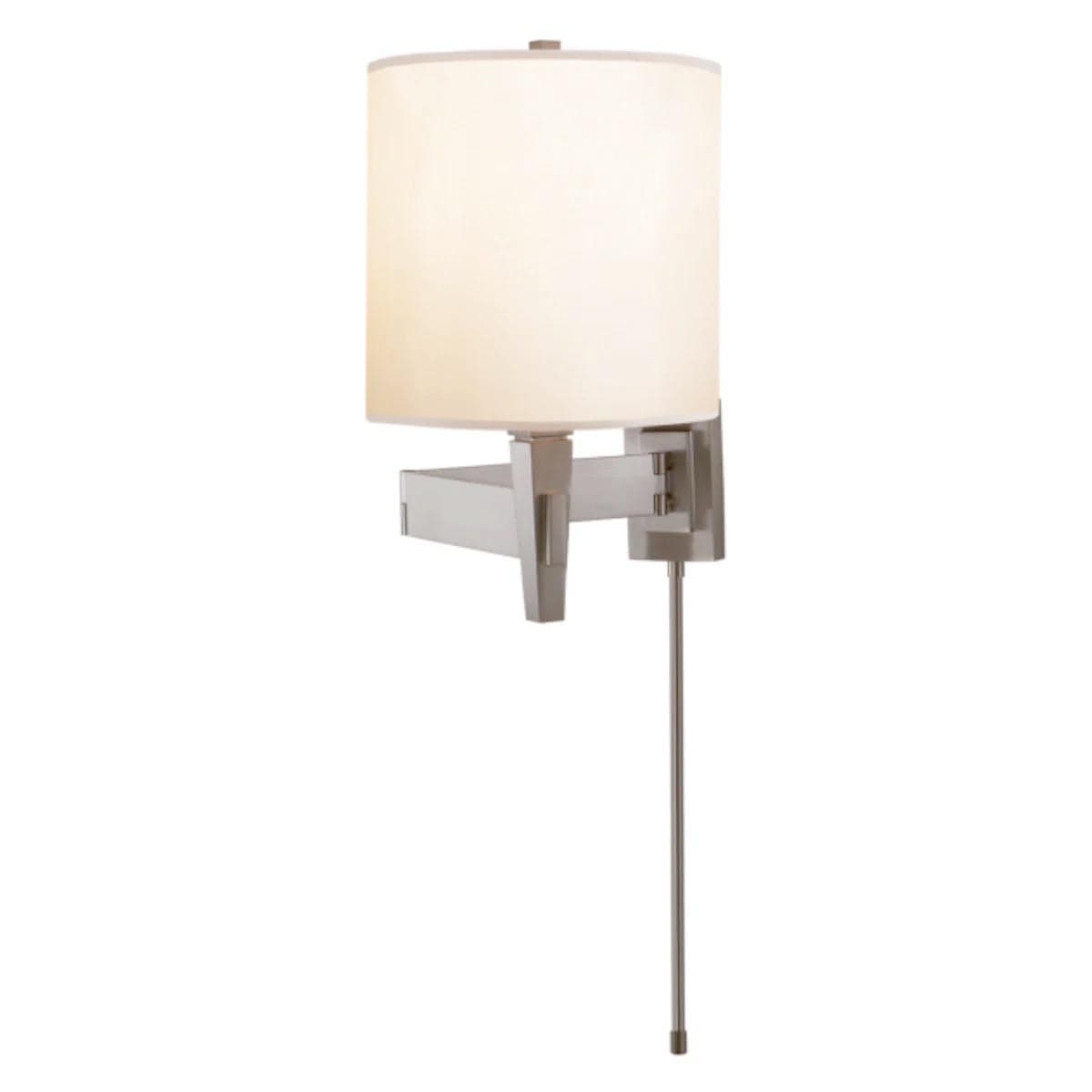 Visual Comfort & Co. Architect Swing Arm Sconce in brushed chrome with silk shade