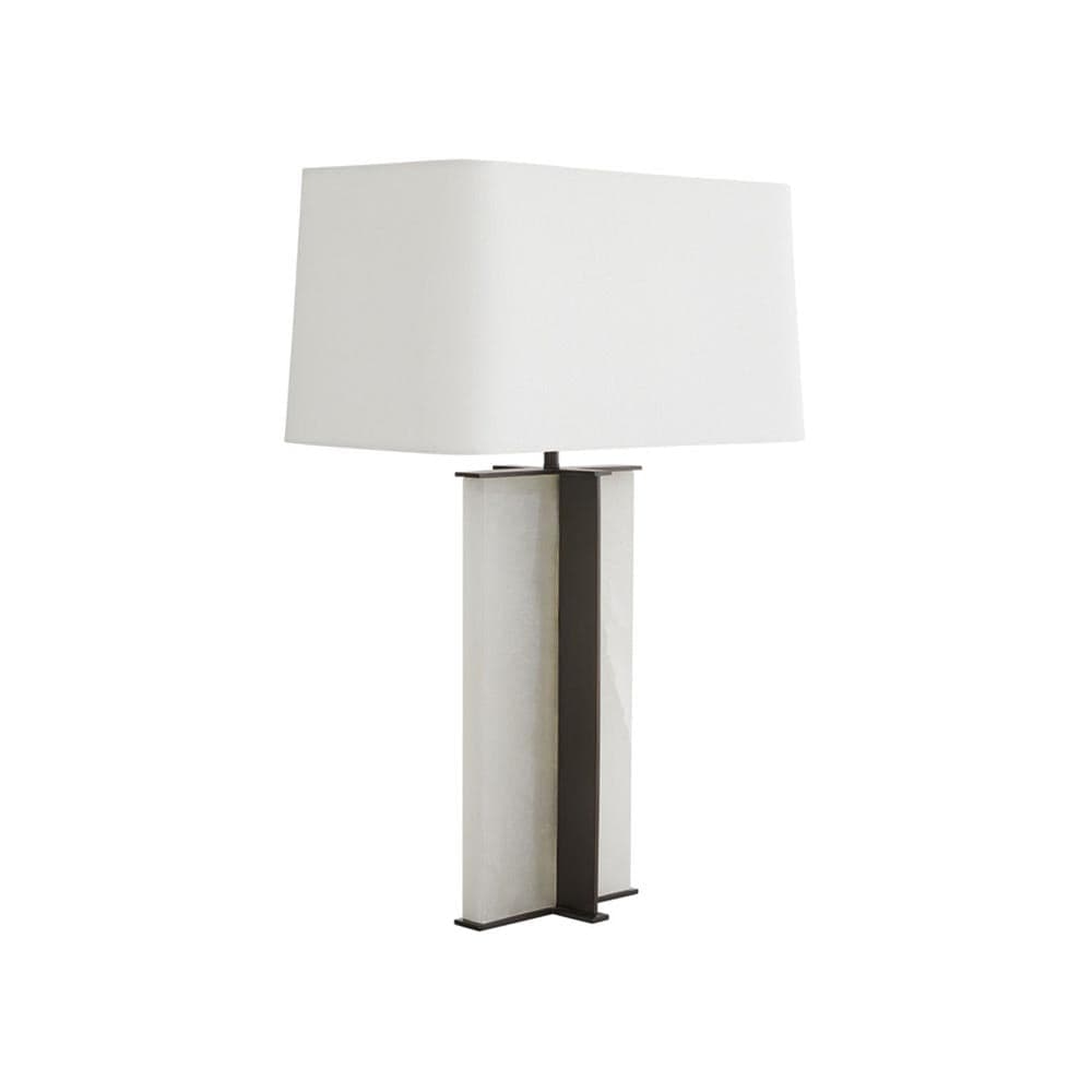 Arteriors Home Lyon Table Lamp in alabaster and dark bronze, 20"W x 30"H