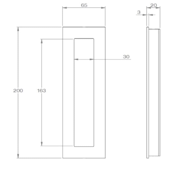 Designer Doorware | Rectangle Flush Pull 200x65 in Oil Rubbed Bronze - alternate view