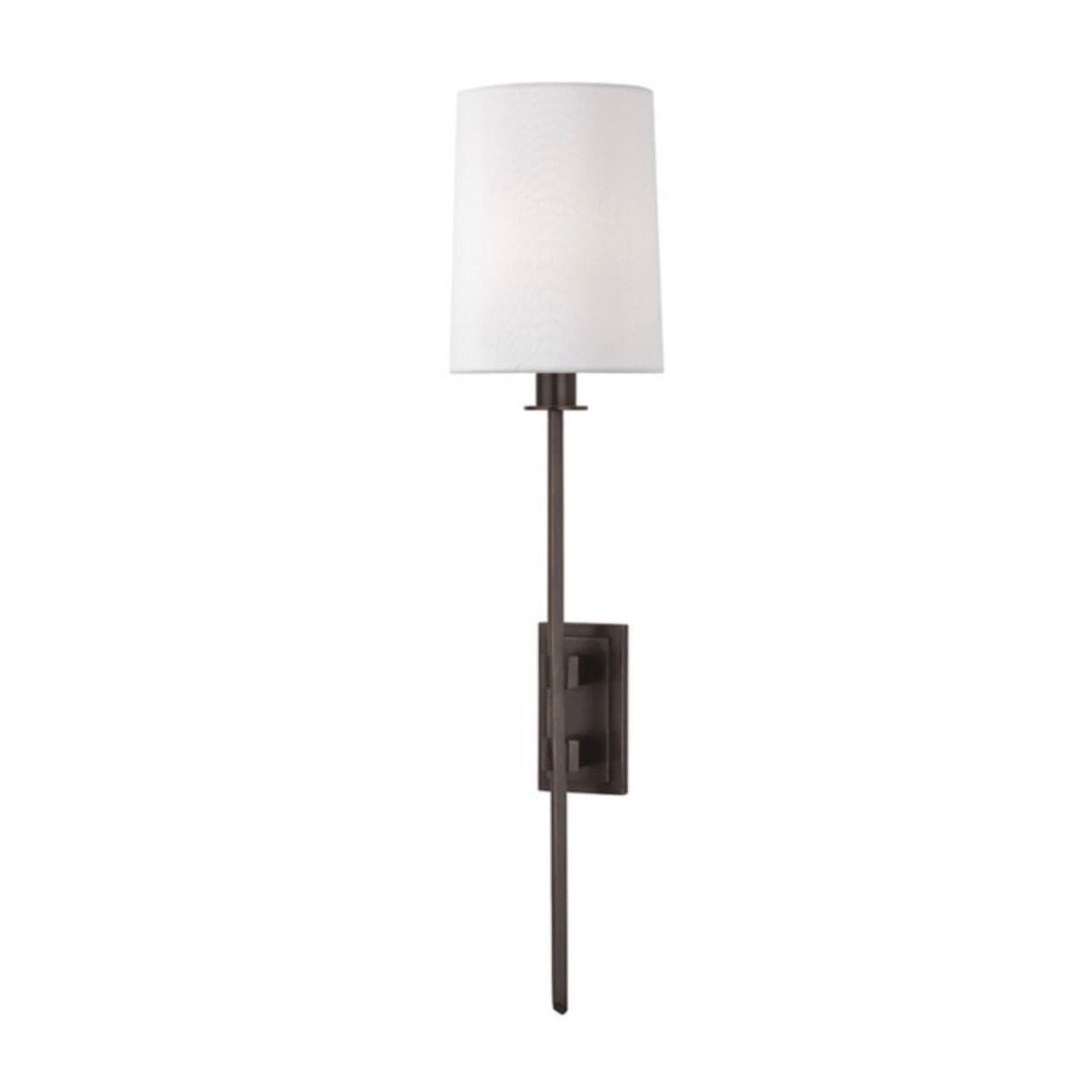 Hudson Valley Lighting Fredonia Wall Light in Old Bronze with white faux silk shade