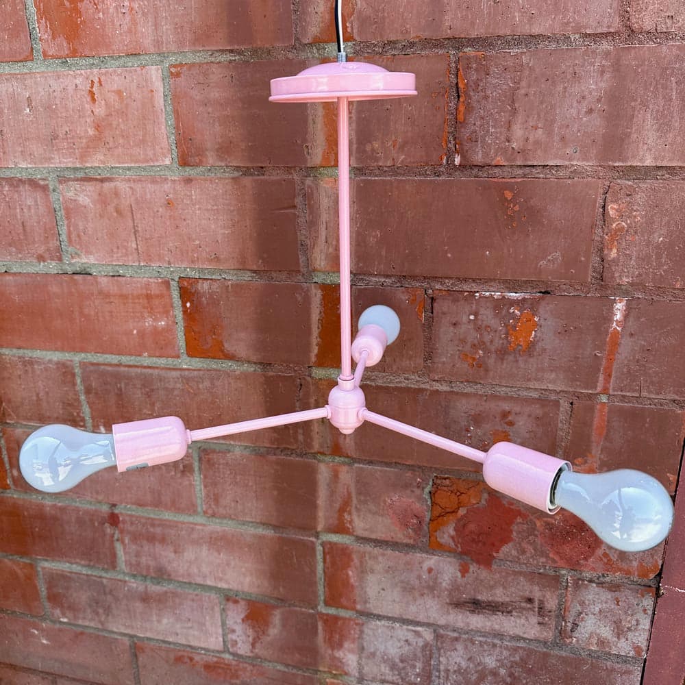 Barn Light Electric Downtown Minimalist 3-Light Chandelier in Blush Pink with 12" stem
