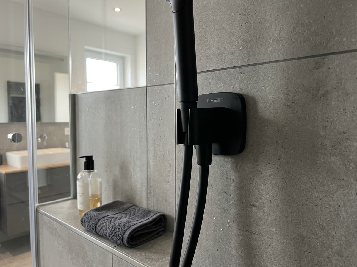 Hansgrohe FixFit Q Wall Outlet with Handshower Holder in Matte Black