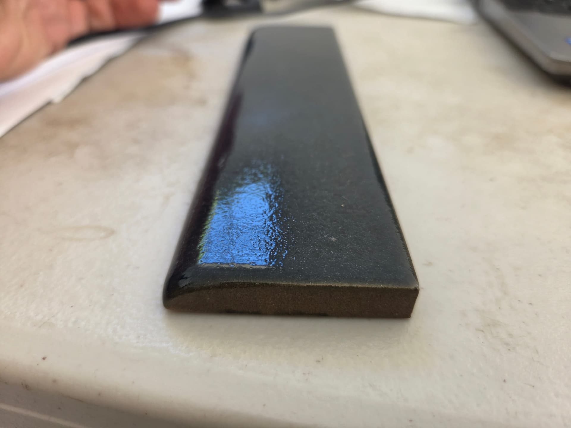 Heath Ceramics | 2x8 Bullnose Trim Tile in Deep Sea Blue - alternate view