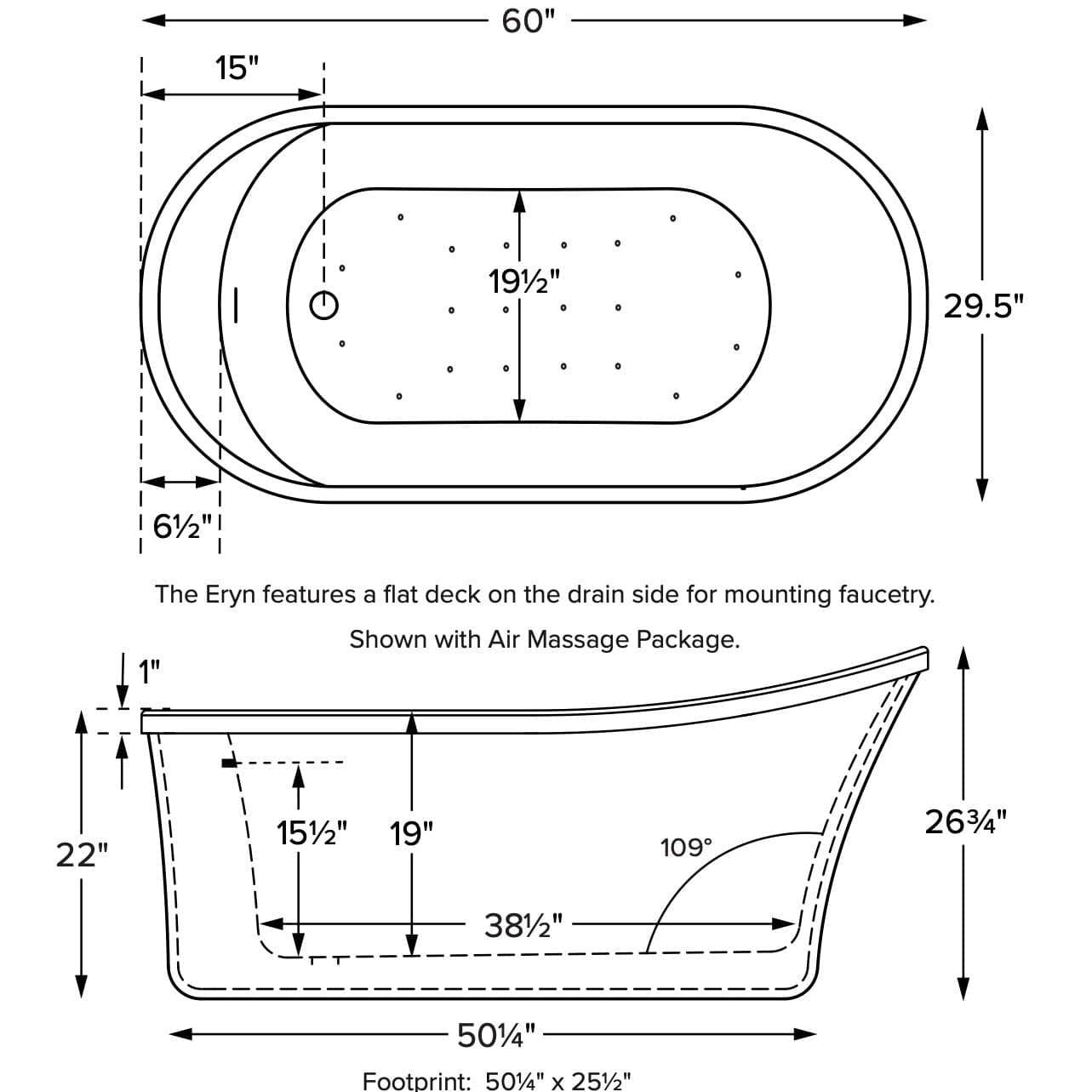 MTI Baths | Eryn 60" Free Standing Acrylic Air Massage Tub - alternate view