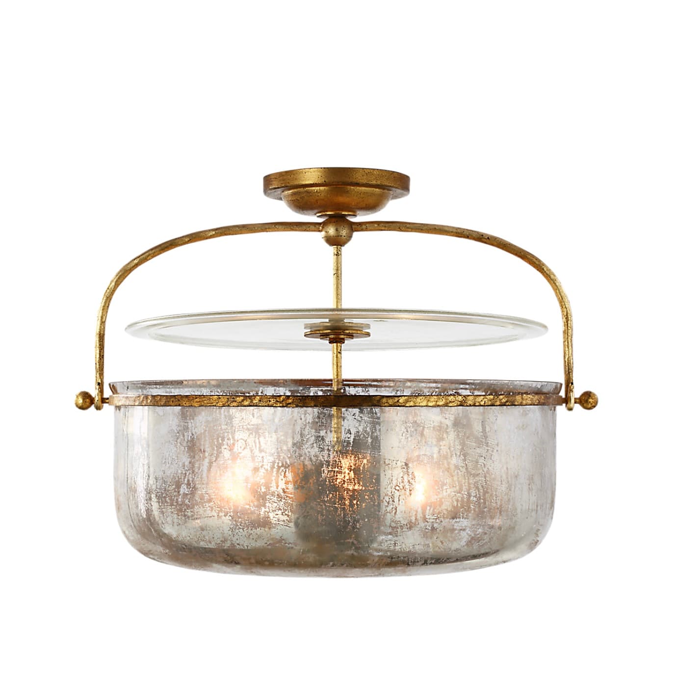Visual Comfort Signature | Lorford Semi-Flushmount Lantern in Gilded Iron
