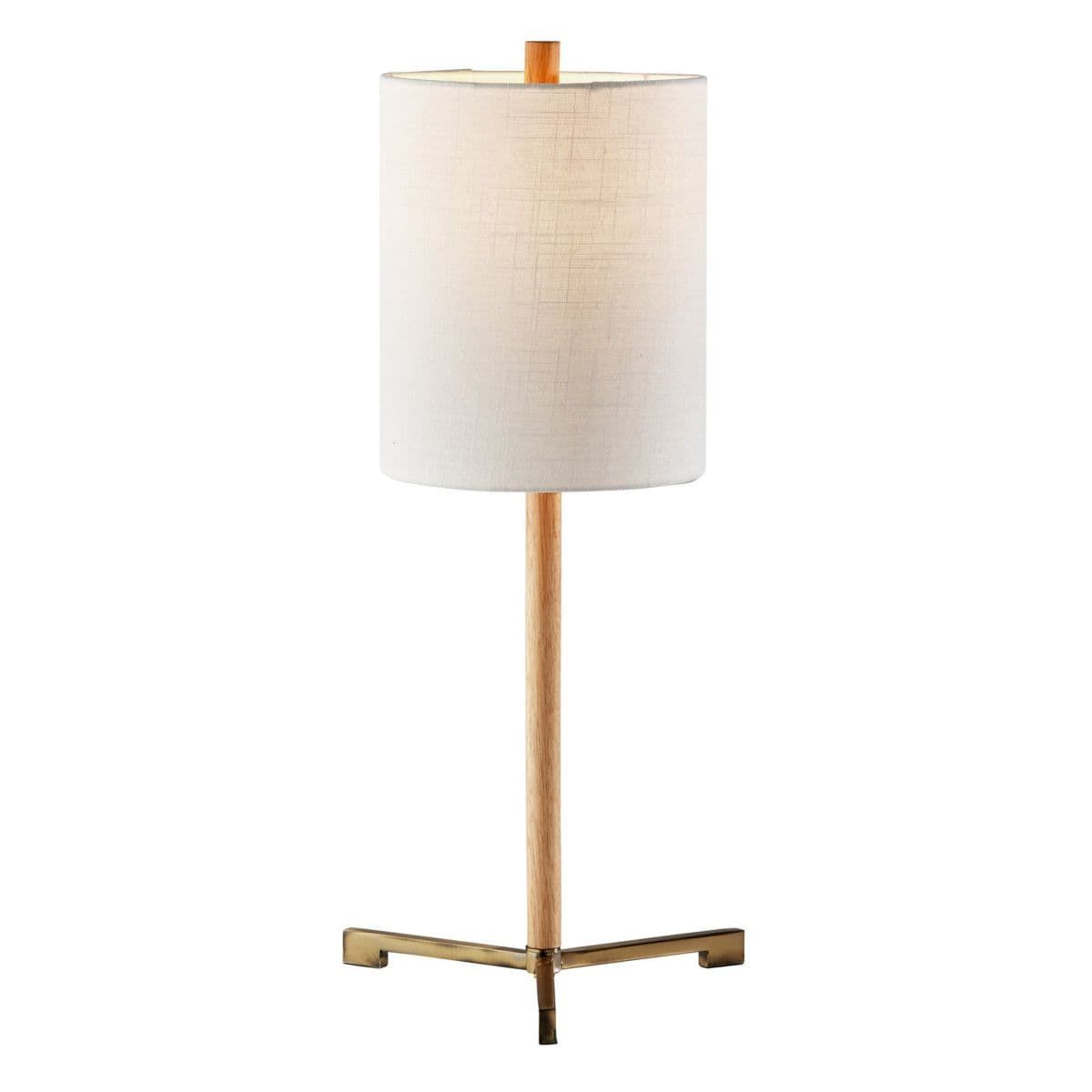Adesso Maddox Table Lamp — Natural Wood and Antique Brass