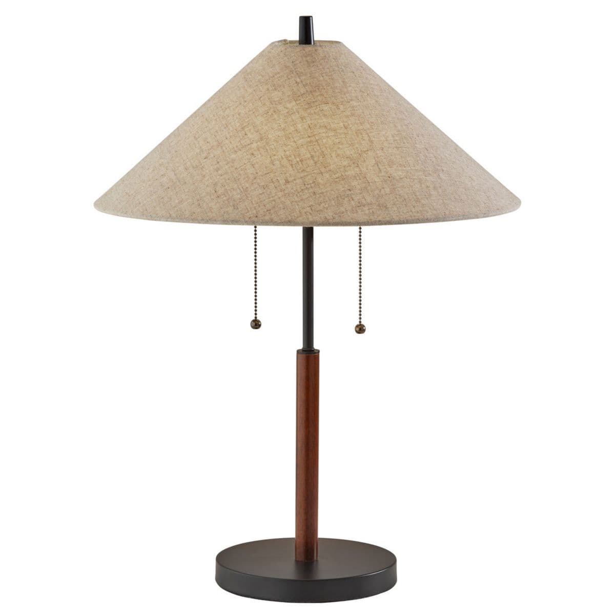 Adesso | Palmer Table Lamp — Black with Walnut Wood
