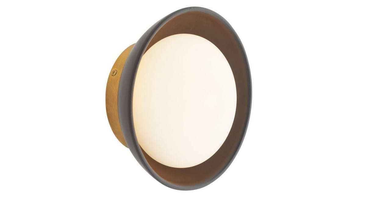 Arteriors | Glaze Round Wall Sconce — Matte Black with Antique Brass