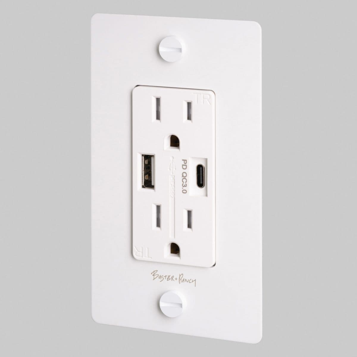 Buster + Punch 1-Gang Combination Duplex Outlet with Usb-A and Usb-C Ports — White
