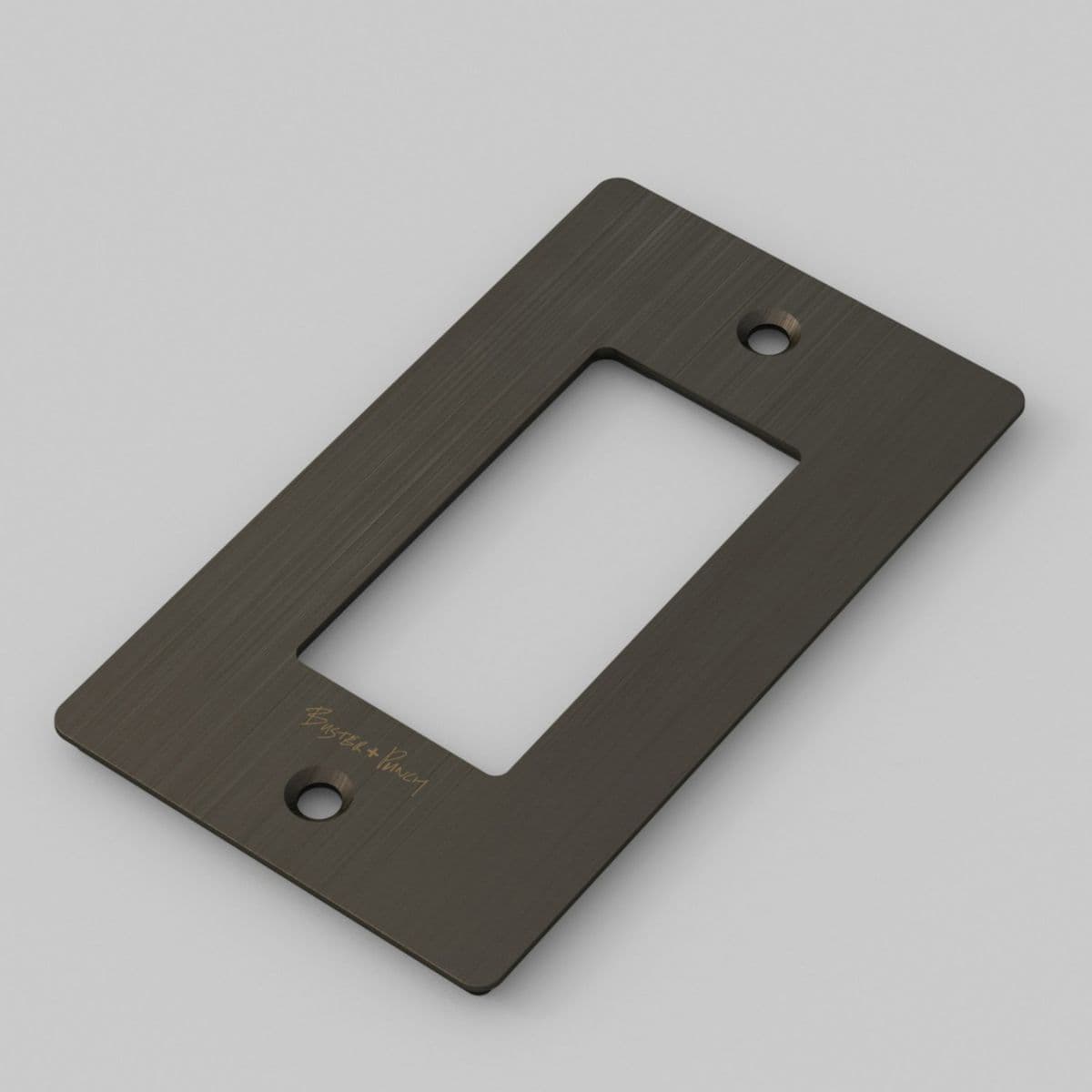 Buster + Punch Wall Plate — Smoked Bronze, 1-Gang, with Logo