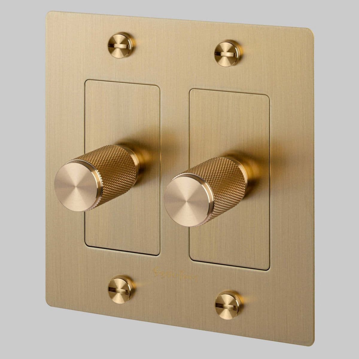 Buster + Punch Dimmer Switch — Brass, 2-Gang, Without Logo, Cross