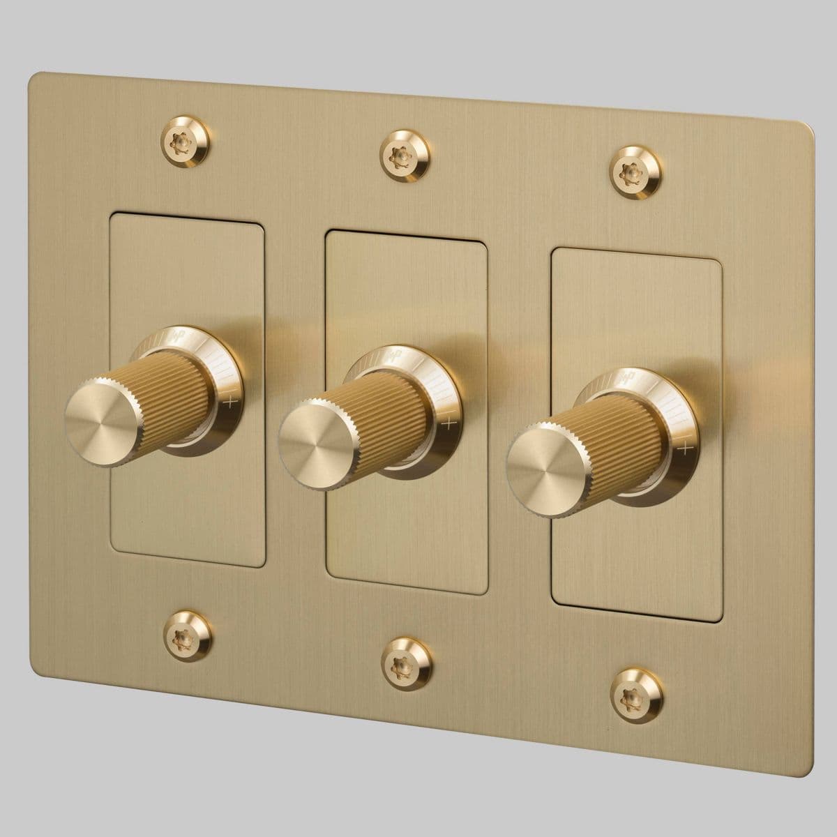 Buster + Punch Dimmer Switch — Brass, 3-Gang, Without Logo, Linear