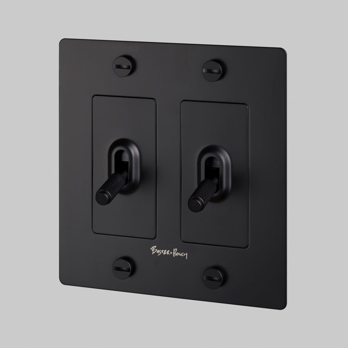 Buster + Punch | Toggle Switch — Black, 2-Gang, With Logo, Cross