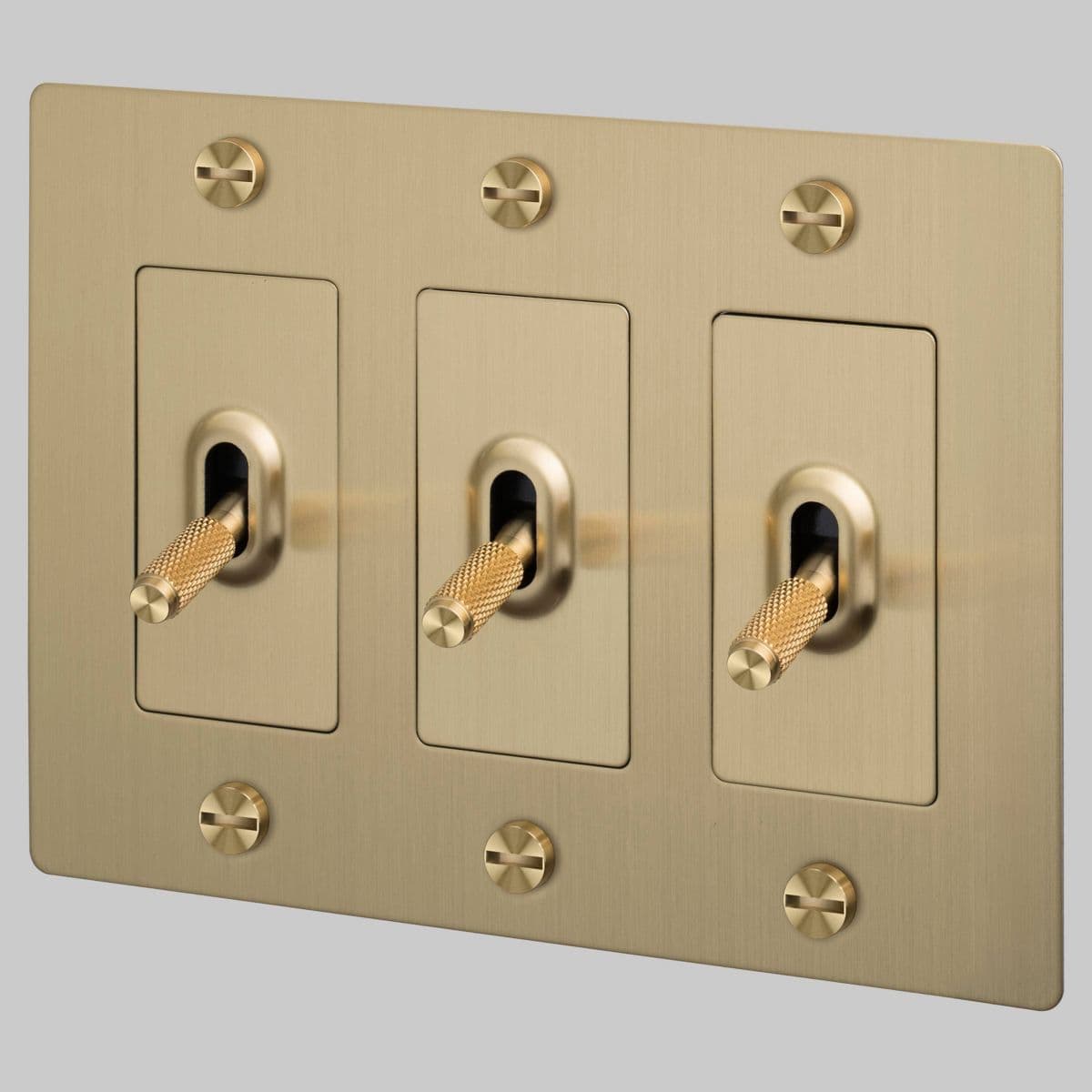 Buster + Punch | Toggle Switch — Brass, 3-Gang, Without Logo, Cross