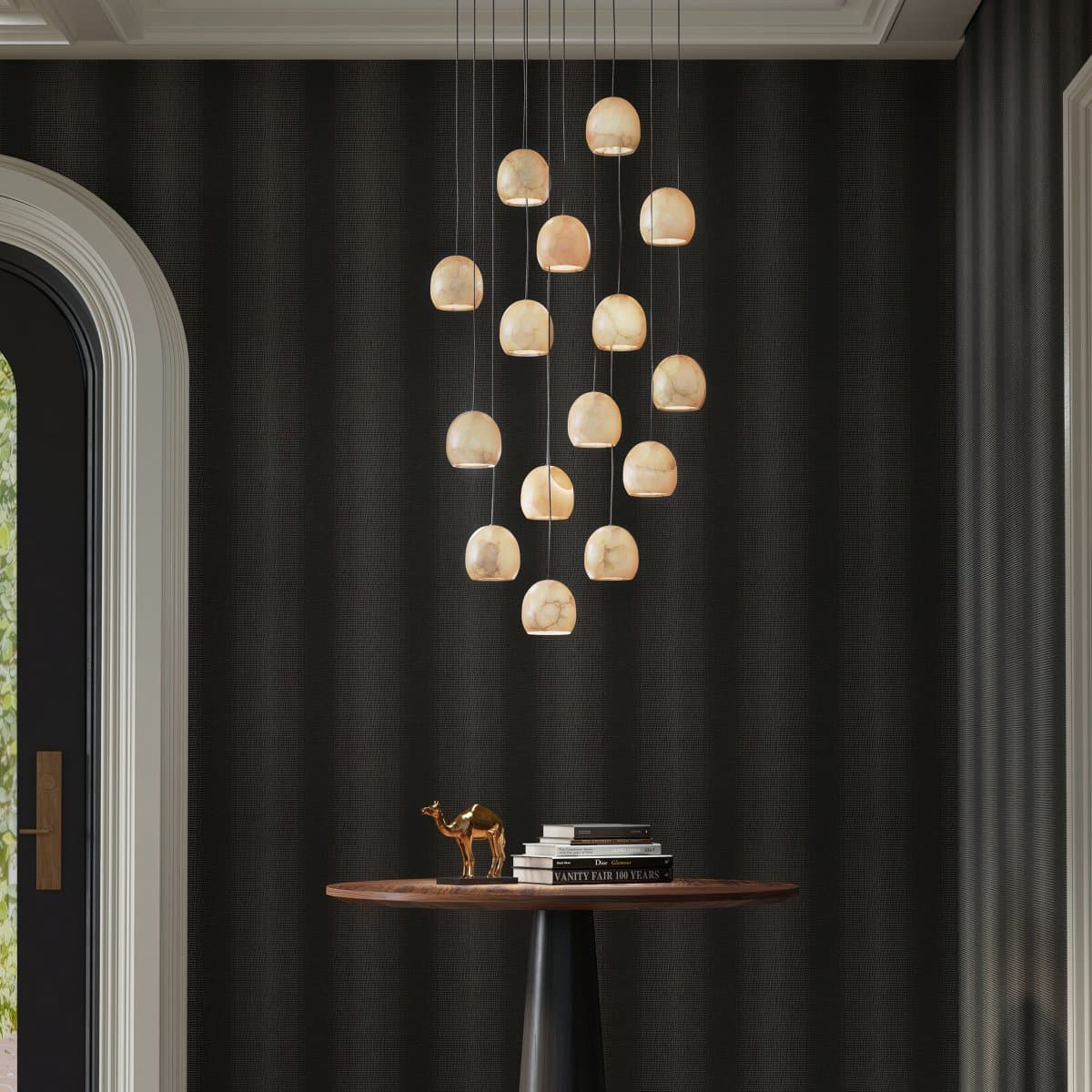 Currey & Company | Lazio Mini Pendant — Natural Painted Silver - alternate view