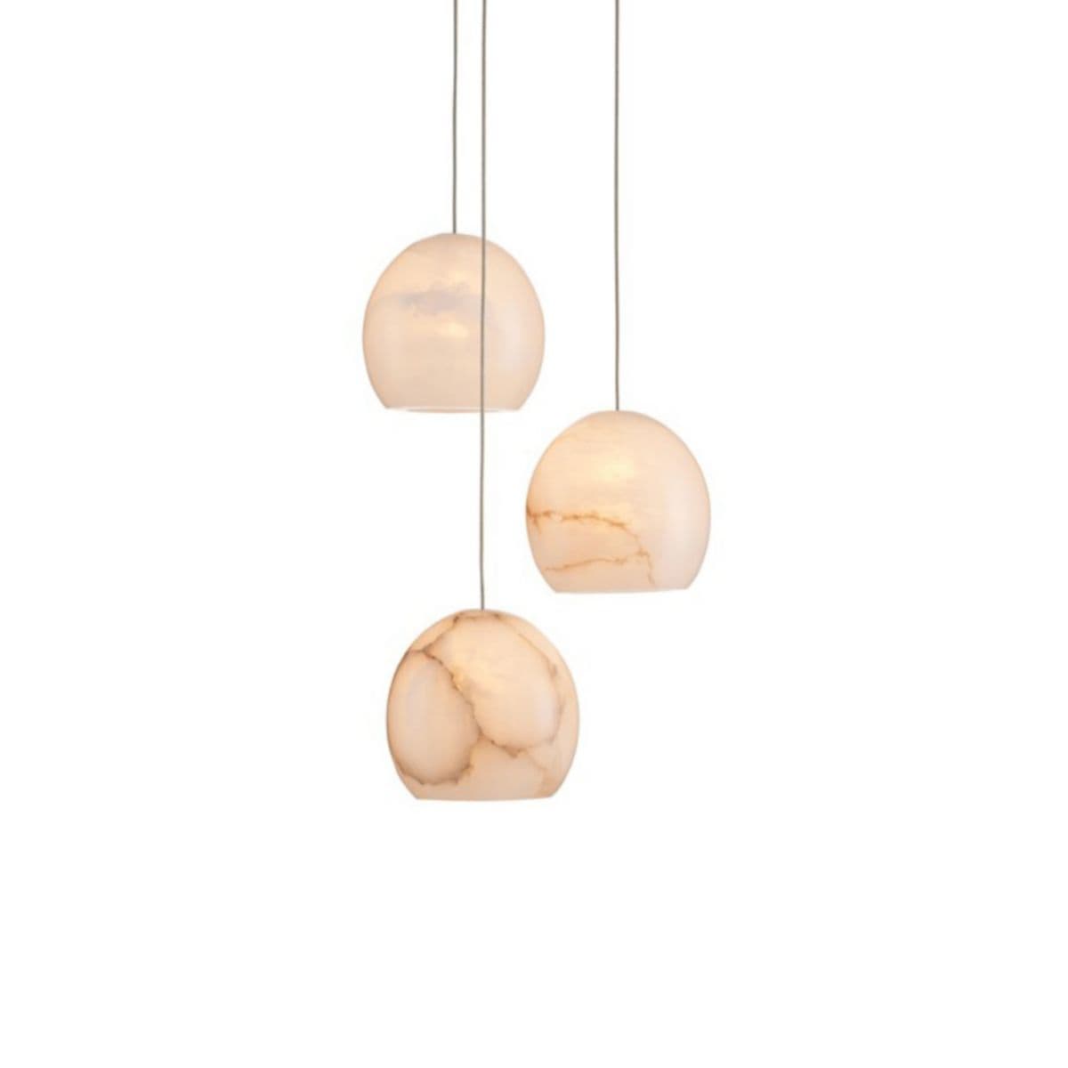 Currey & Company Lazio Multi-Light Pendant — Natural with Painted Silver, 3
