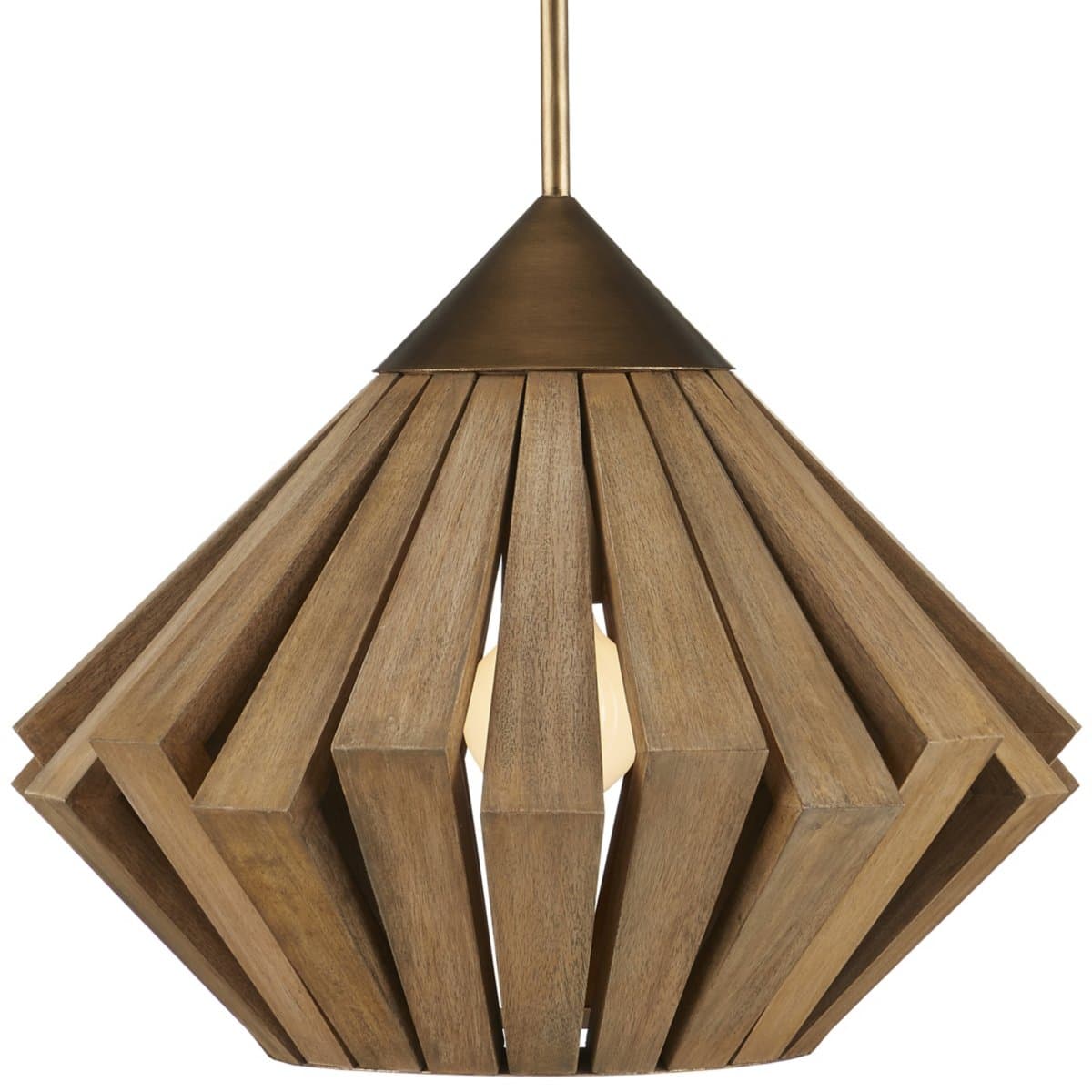 Currey & Company | Plunge Pendant — Brass and Toffee