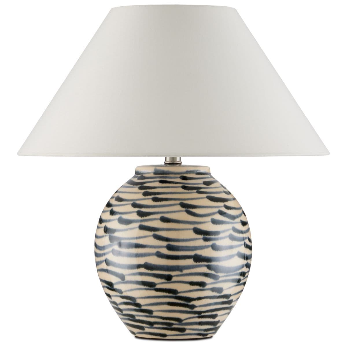 Currey & Company Minnows Table Lamp — Navy Blue with Beige
