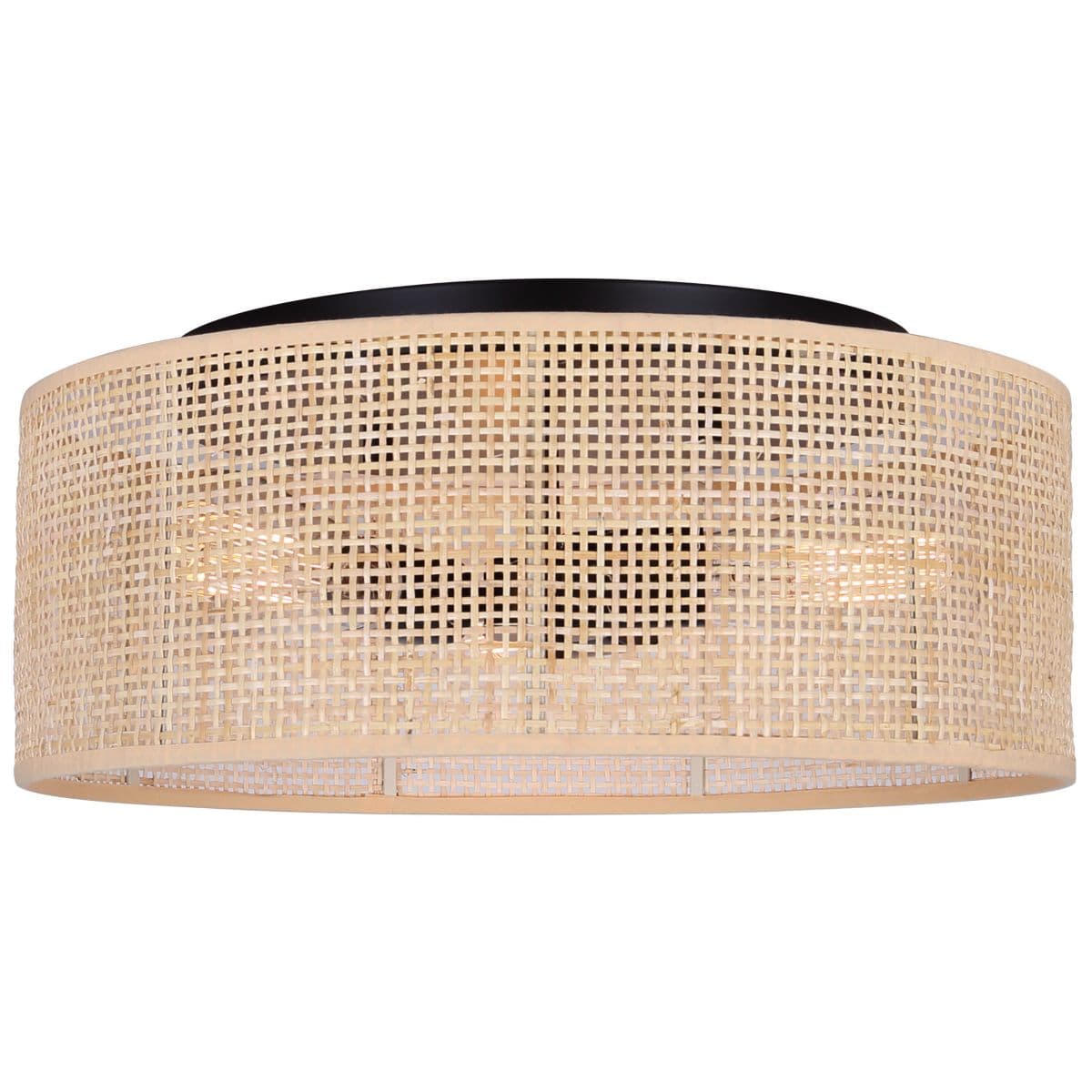 Canarm | Bellamy Flushmount — Black with Natural Rattan, 1