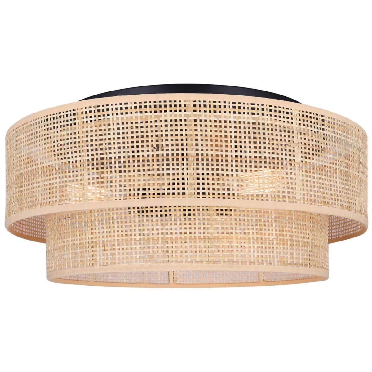 Canarm Bellamy Flushmount — Black with Natural Rattan, 2