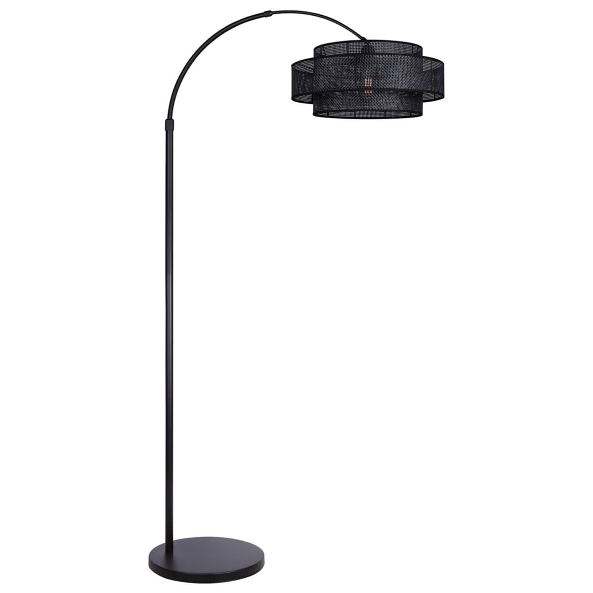 Canarm | Bellamy Arc Floor Lamp — Black with Black Faux Rattan