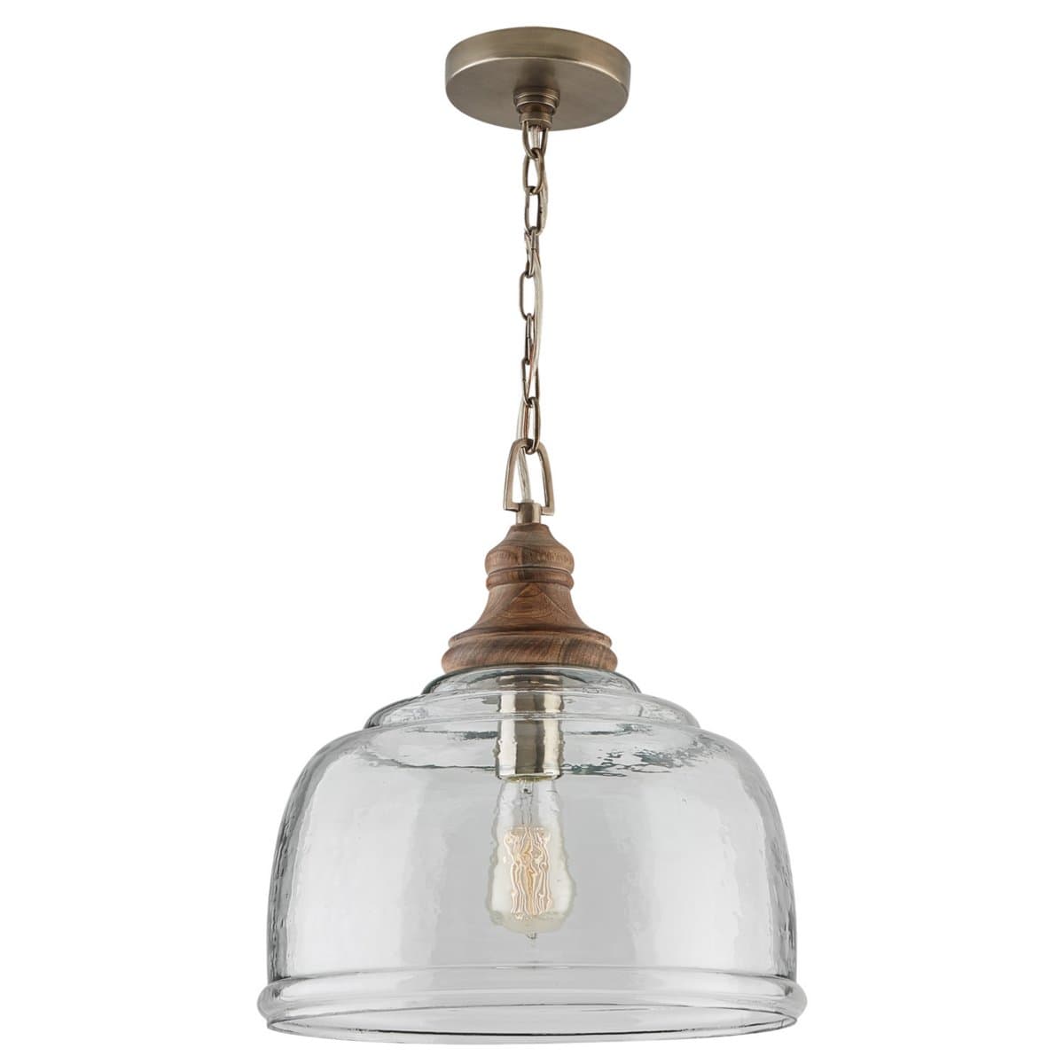 Capital Lighting | Wood and Glass Bell Pendant — Grey Wash