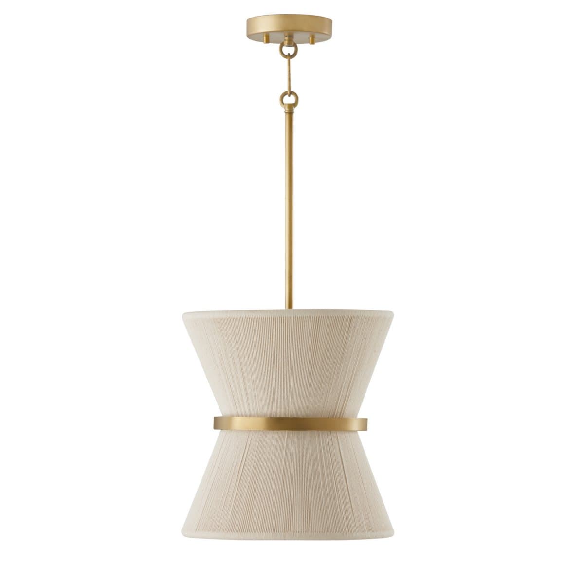 Capital Lighting | Cecilia Pendant — Bleached Natural Rope and Patinaed Brass, Medium