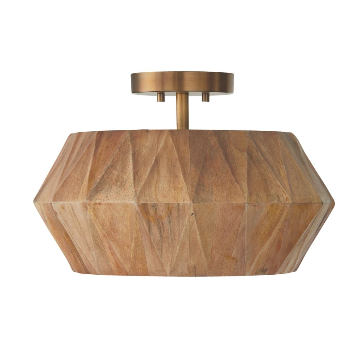Capital Lighting | Nadeau Semi-Flushmount — Light Wood and Patinaed Brass