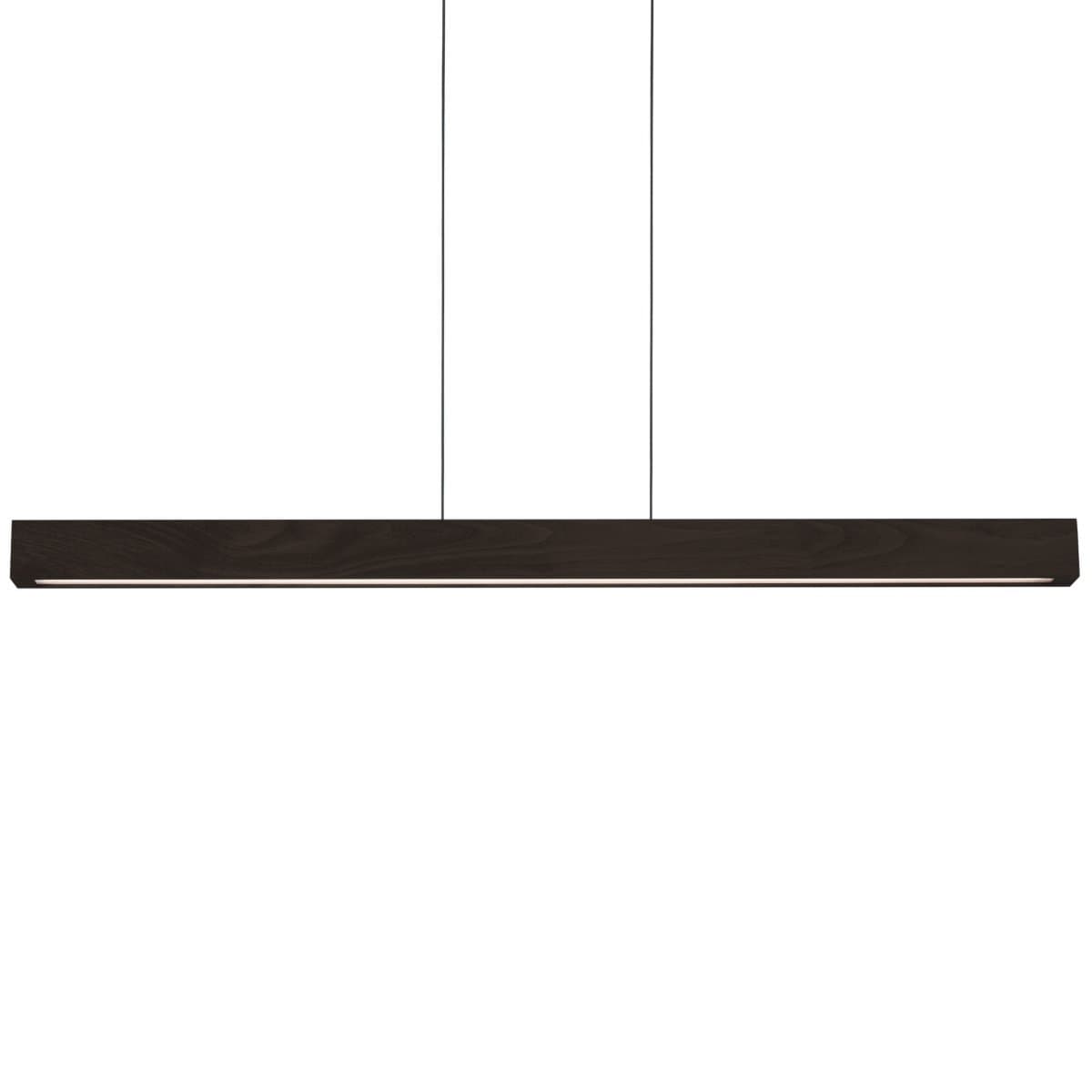 Cerno Una LED Linear Pendant, 48 inch, dark stained walnut finish with uplight and downlight