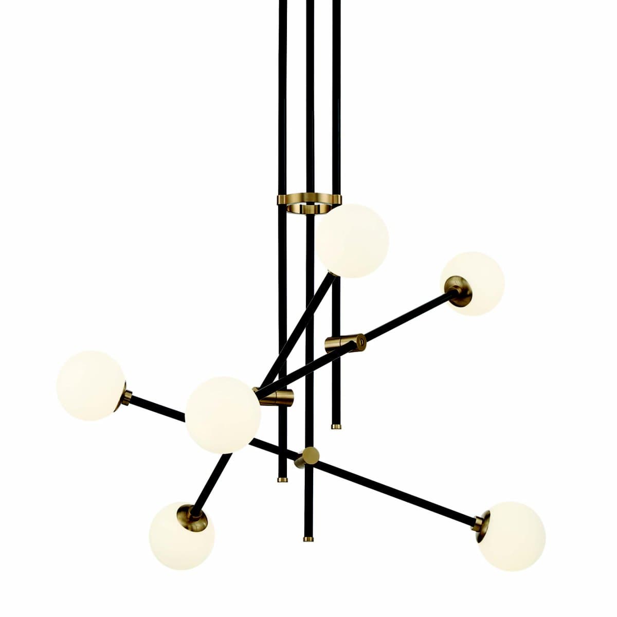 George Kovacs | Cosmet 6 Light Chandelier — Coal and Aged Brass