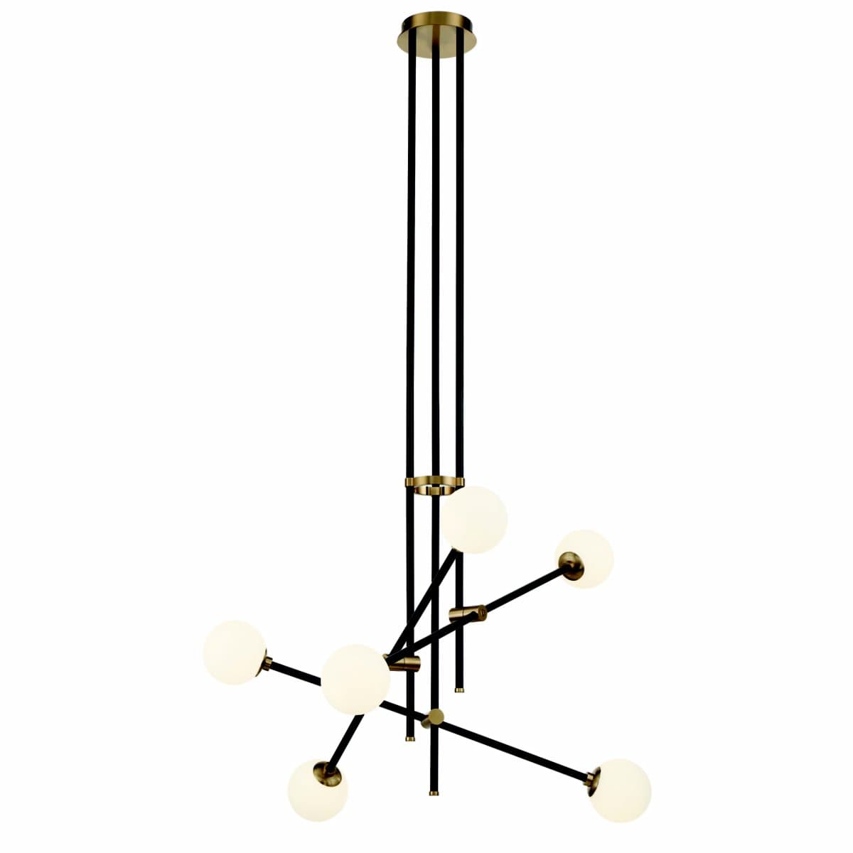 George Kovacs | Cosmet 6 Light Chandelier — Coal and Aged Brass - alternate view