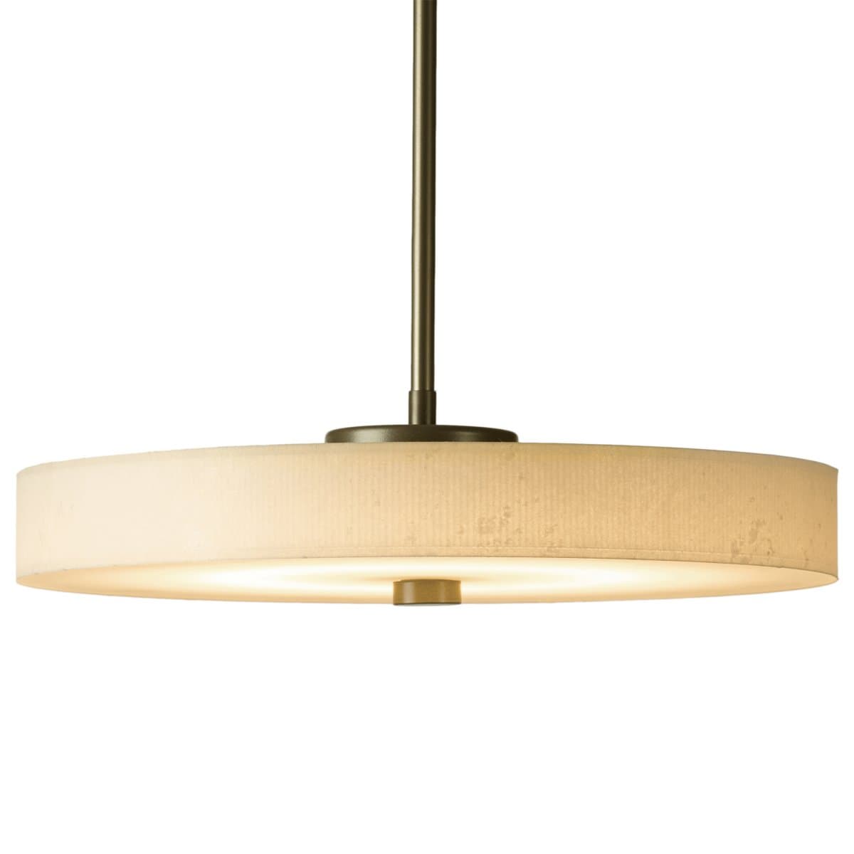 Hubbardton Forge | Disq LED Drum Pendant — Spun Frost, Dark Smoke, Small Stem, Standard