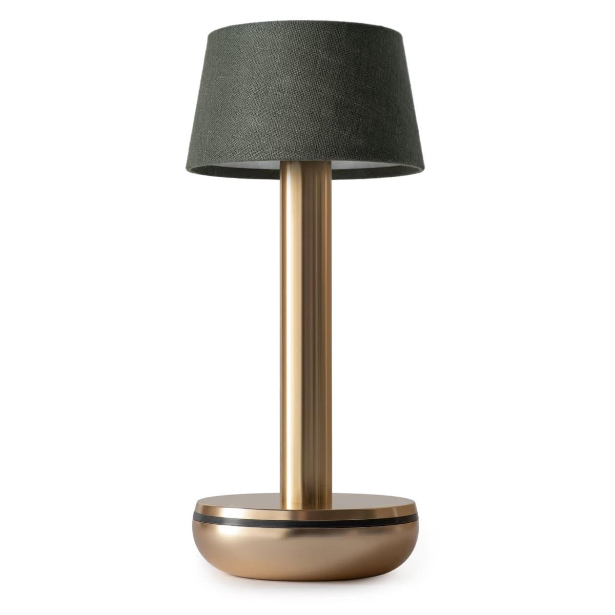 Humble | Two LED Table Lamp — Gold with Emerald Linen