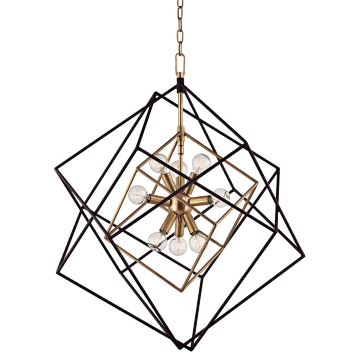Hudson Valley Lighting | Roundout Multi-Cube Pendant — Aged Brass with Black, Small