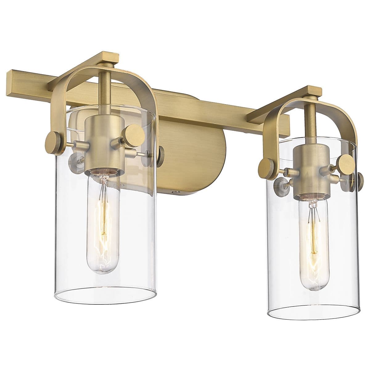 Alder & Ore Paisley Cylinder Vanity Light — Clear Glass, Brushed Brass, 2
