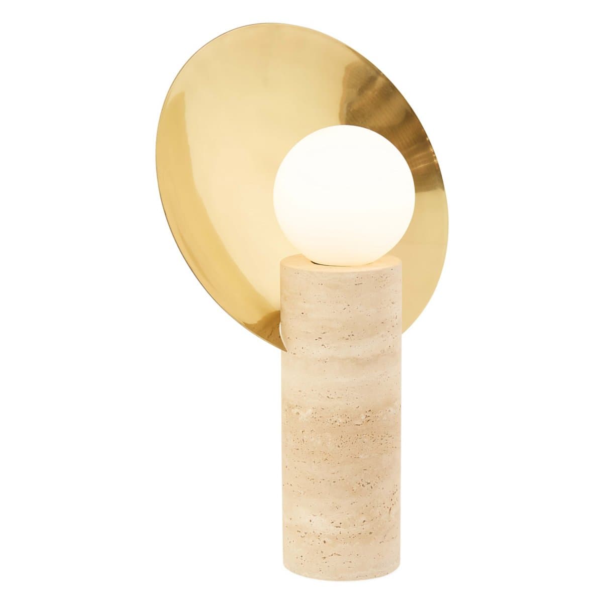 Jonathan Adler | Halo Travertine Table Lamp — Polished Brass