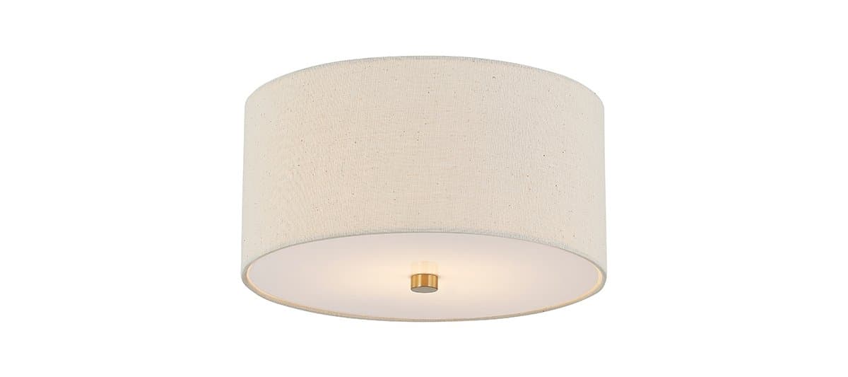 Justice Design Group | Textile Classic Drum Flushmount — Cream, Brushed Brass, Small