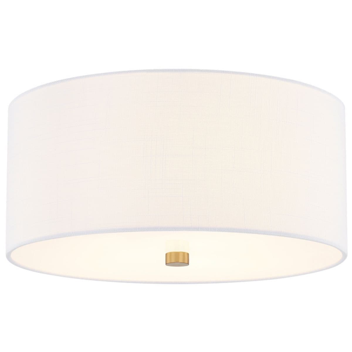 Justice Design Group Textile Classic Drum Flushmount — White, Brushed Brass, Medium