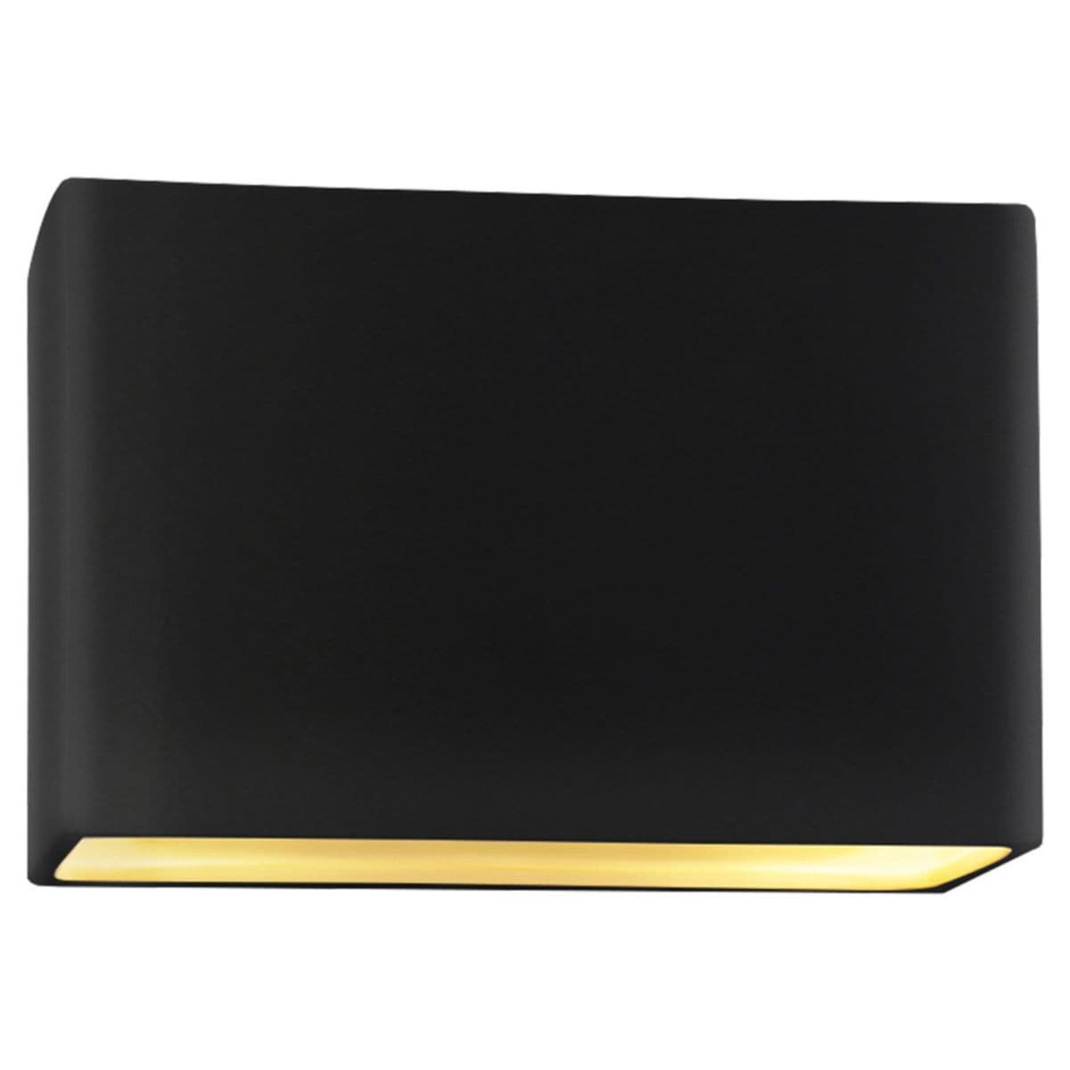 Justice Design Group | Ambiance Rectangular ADA Wall Sconce - Open Top & Bottom — Carbon Matte Black/Champagne Gold, Medium, Replaceable Bulb