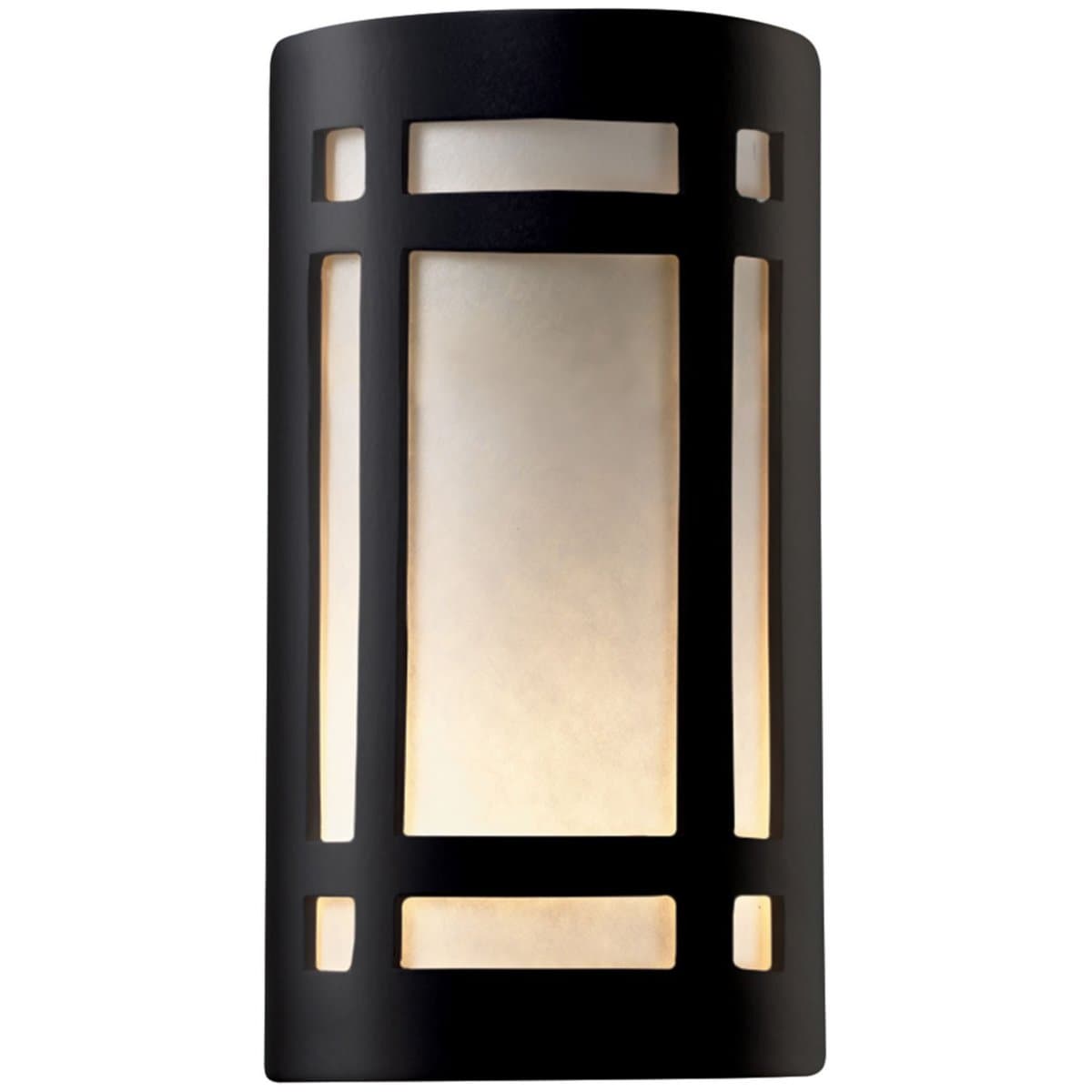 Justice Design Group | Ambiance ADA Craftsman Window Outdoor Wall Sconce - Closed Top — Carbon Matte Black, Large, Incandescent