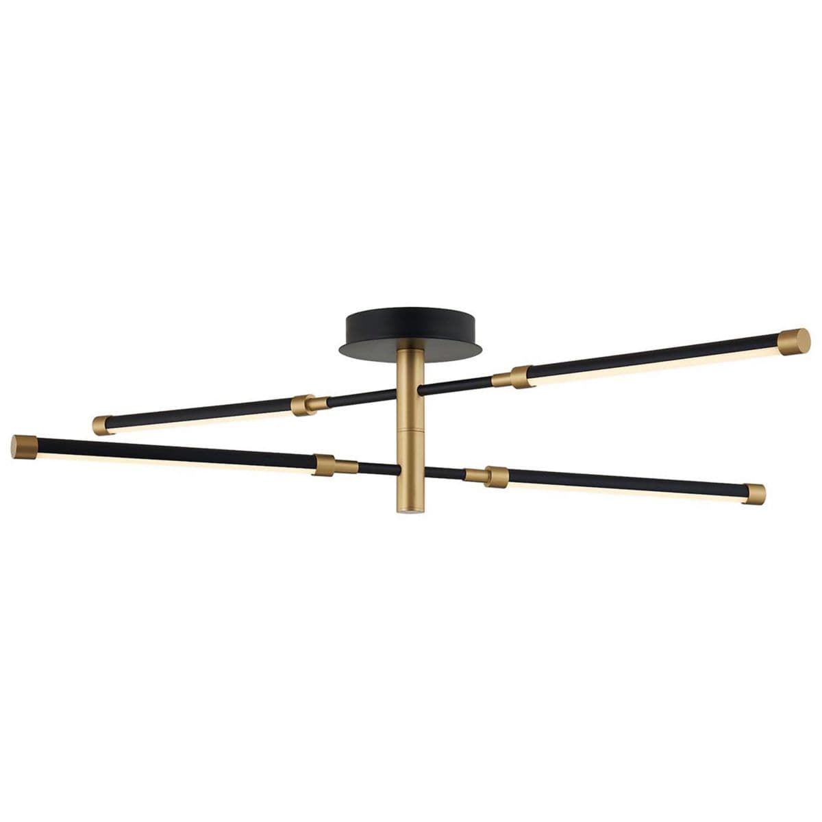 Justice Design Group Fianco Led Semi-Flushmount — Matte Black w/ Brass