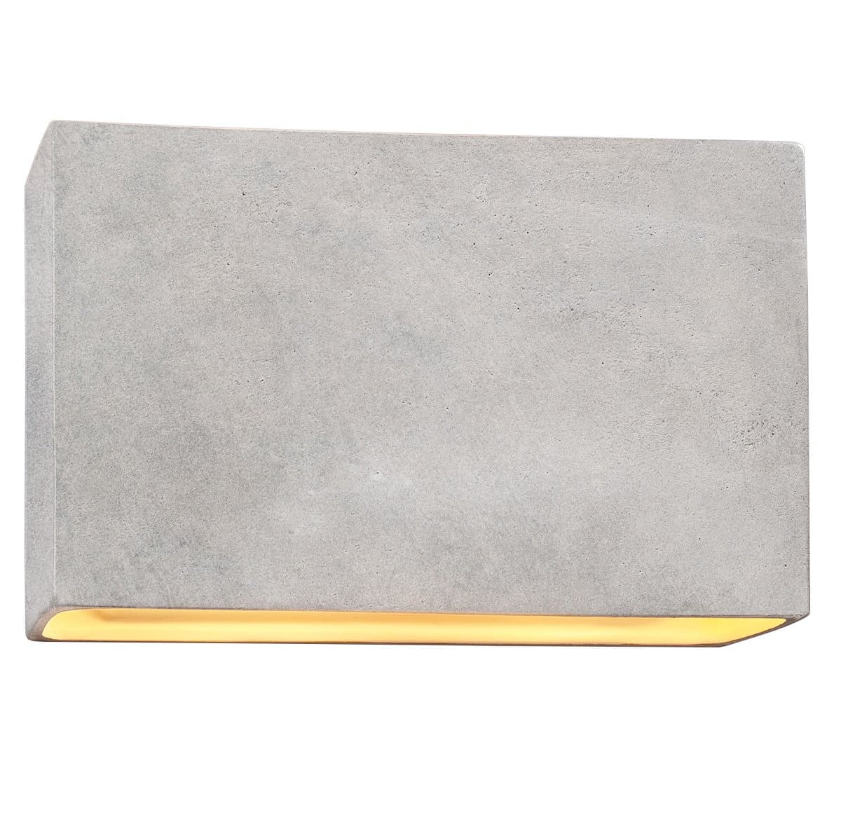 Justice Design Group | Ambiance Rectangle ADA Wall Sconce - Open Top & Bottom — Concrete, Medium, Replaceable Bulb