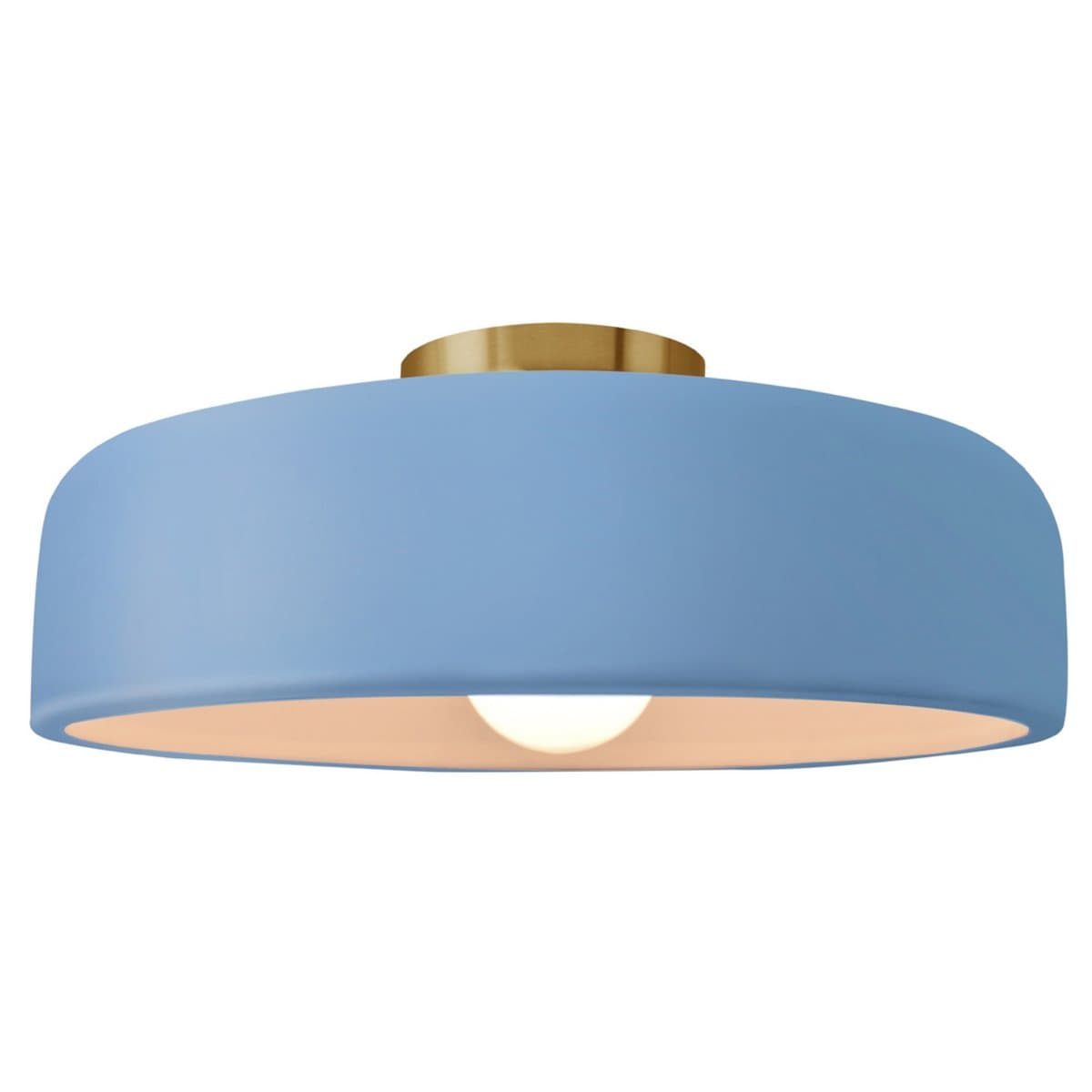 Justice Design Group | Radiance Spire Semi-Flushmount — Sky Blue, Brushed Brass, Medium, Replaceable Bulb