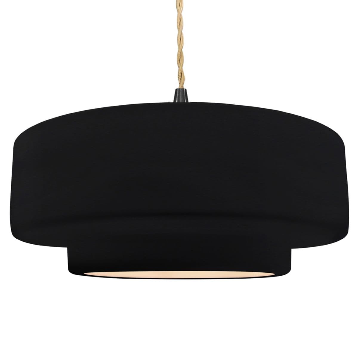 Justice Design Group | Radiance Tier Pendant — Gloss Black, Matte Black, Medium, Beige Twisted, Integrated LED
