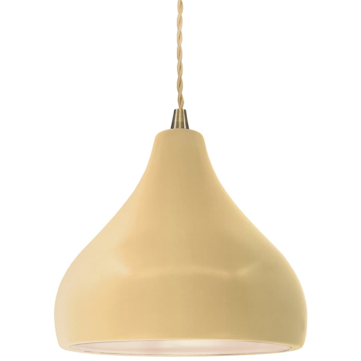 Justice Design Group | Radiance Droplet Pendant — Muted Yellow, Antique Brass, Small Cord, Beige Twisted, Replaceable Bulb